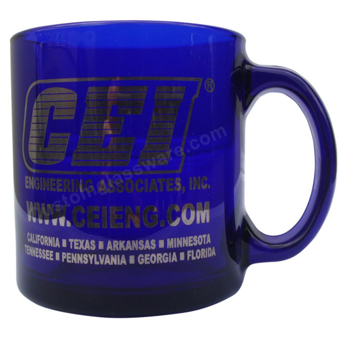Custom Imprinted Blue Coffee Glass
